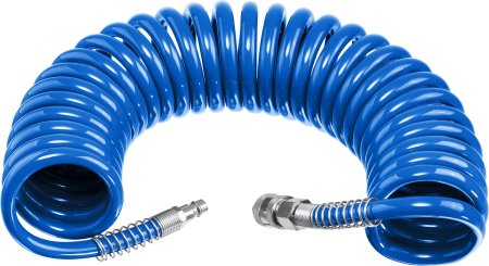 Шланг воздушный спиральный с фитингами 6х 8мм 15 бар 10м
