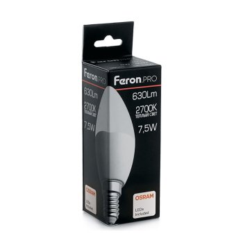 Лампа светодиодная Feron Pro Е14 7,5Вт 4000К нейтральный белый свеча (С)