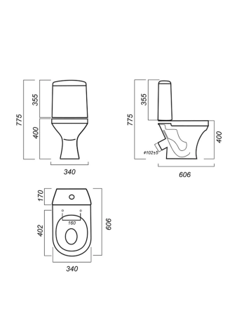 Унитаз-компакт Sanita Самара Аттика Эконом напольный  выпуск косой