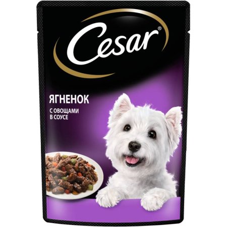 Корм консервированный для собак Cesar ягненок с овощами в соусе 85г