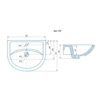 Раковина KIROVIT Уют фаянс 550мм полукруглая цвет белый