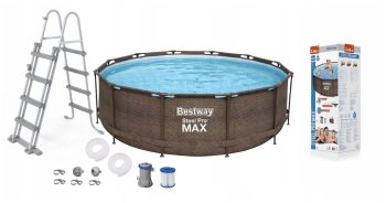 Бассейн каркасный Bestway Steel Pro Max Ротанг 366х366х100см 9150л