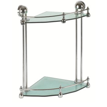 Полка для ванной 2 ярусная угловая Стекло цвет хром