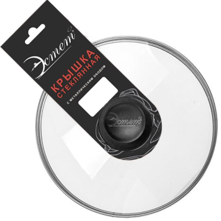 Крышка ЭТ-70477 стекло 22 см металлический ободок Крышка ЭТ-70477 стекло 22 см металлический ободок