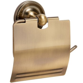 Держатель для туалетной бумаги настенный бронза Real  с крышкой Держатель для туалетной бумаги настенный бронза Real  с крышкой