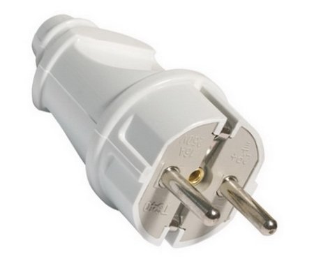 Вилка штепсельная TDM 16А 250В 2К+З белая прямая IP20