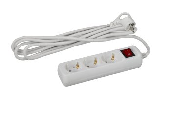 Удлинитель бытовой ЭРА 3 розетки с выключателем с заземлением 3 м 16А белый IP20