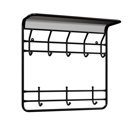 Вешалка настенная 8 крючков черный с полкой Гранада 22