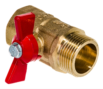 Кран шаровый ручка - бабочка ГАЛЛОП 3/4" красный вентиль ВН-НР латунь
