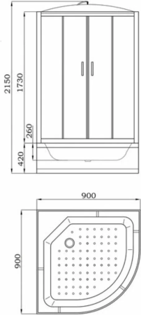 Кабина душевая Parly EC103 низкий поддон 100х100х210см затемненное стекло
