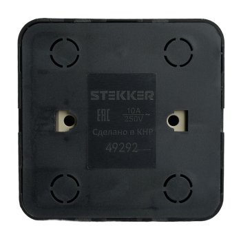 Выключатель накладной STEKKER София 1 кл. черный, арт. 49292