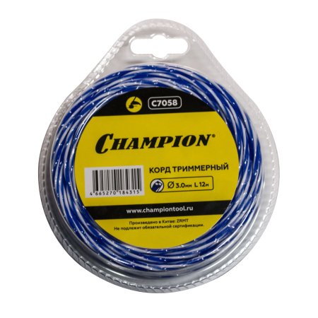 Леска для триммера CHAMPION 3мм 12м