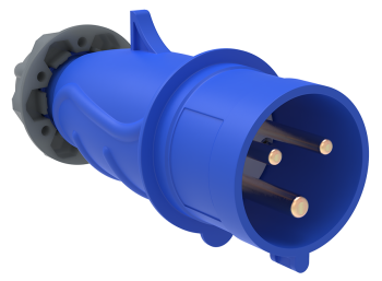 Вилка силовая переносная IEK 16А 220В 2К+З синяя прямая IP44