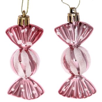 Набор елочных украшений Таинственное очарование Конфетки 8см цвет розовое золото 2шт Набор елочных украшений Таинственное очарование Конфетки 8см цвет розовое золото 2шт