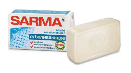 Мыло хозяйственное Sarma 140г Отбеливающее 1шт.