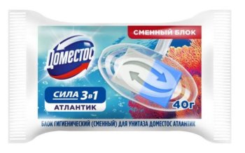 Блок сменный для унитаза Domestos 40г для дезинфекции Атлантик 1шт