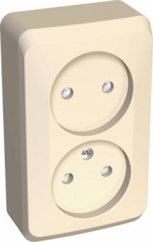 Розетка силовая двойная накладная Schneider Electric Этюд без заземления, цвет кремовый, арт. PA16-006K