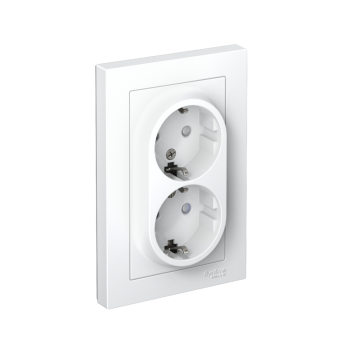 Розетка силовая двойная встраиваемая Schneider Electric AtlasDesign с заземлением, цвет лотос, арт. ATN001326