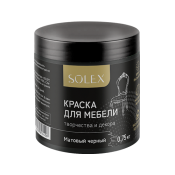 Краска Ижсинтез SOLEX акриловая для мебели черная 0,75 кг матовая
