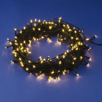 Гирлянда для дома нить 30м белый теплый 300 LED ламп зеленый провод