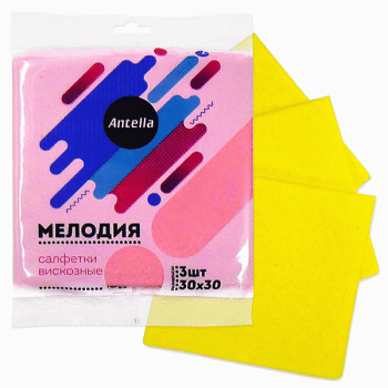 Салфетки для уборки Мелодия Antella 30х 30 см 3 шт.