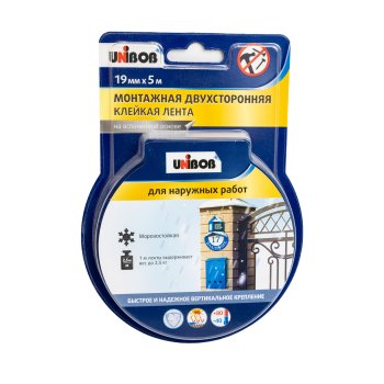 Лента двусторонняя UNIBOB 19 мм x 5м на вспененной основе белый для наружных работ