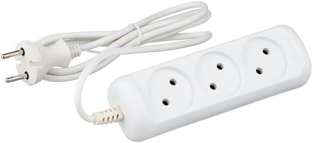 Удлинитель бытовой ЭРА 3 розетки без выключателя без заземления 5 м 10А белый IP20