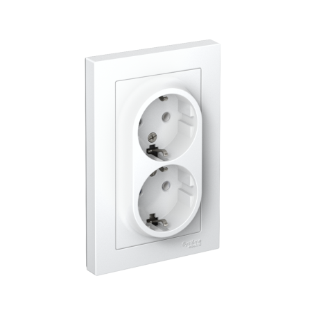Розетка силовая двойная встраиваемая Schneider Electric AtlasDesign с заземлением, цвет лотос, арт. ATN001324