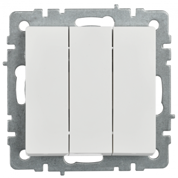Выключатель встраиваемый IEK Brite 3 кл. белый, без подсветки, арт. BR-V30-0-10-K01
