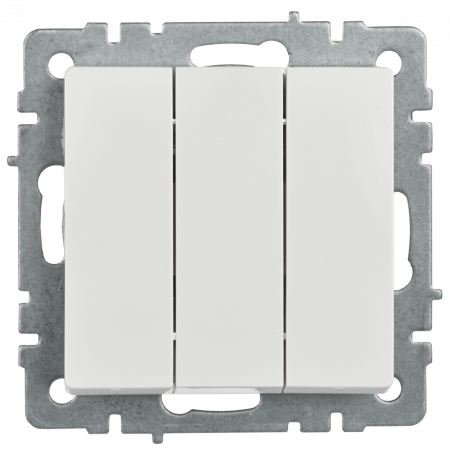 Выключатель встраиваемый IEK Brite 3 кл. белый, без подсветки, арт. BR-V30-0-10-K01
