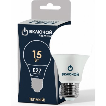Лампа светодиодная Включай PREMIUM E27 15Вт 3000К теплый белый груша (А)