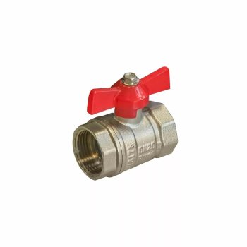 Кран шаровый ручка - бабочка RVC 3/4" красный ВН-ВН латунь