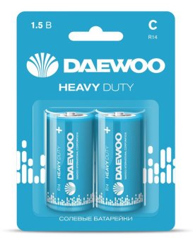 Батарейка солевая DAEWOO Heavy Duty LR14 (C) 2шт/уп.