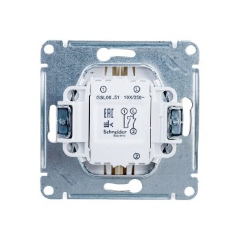 Выключатель встраиваемый Schneider Electric Glossa 2 кл. титан, без подсветки, арт. GSL000451