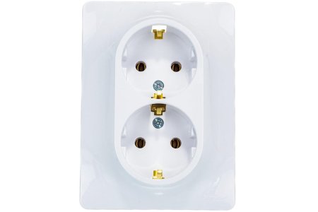 Розетка силовая двойная встраиваемая Schneider Electric Glossa с заземлением, цвет белый, арт. GSL000124