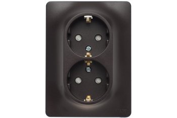 Розетка силовая двойная встраиваемая Schneider Electric Glossa с заземлением, цвет шоколад, арт. GSL000826