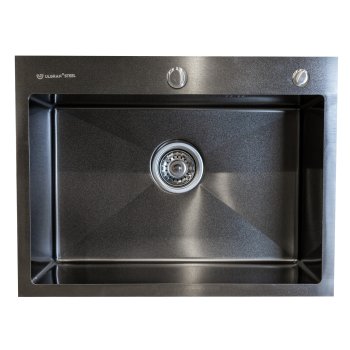 Мойка накладная US-600 нержавеющая сталь 45х22см чёрный брашированная сталь