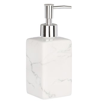 Дозатор для жидкого мыла Мрамор керамика цвет белый настольный