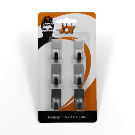 Крючки Прямоугольные цвет хром 6шт