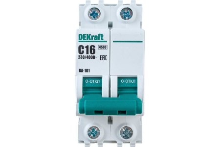 Автоматический выключатель Dekraft ВА-101 2P 16А хар-ка C 4,5кА арт.11066DEK
