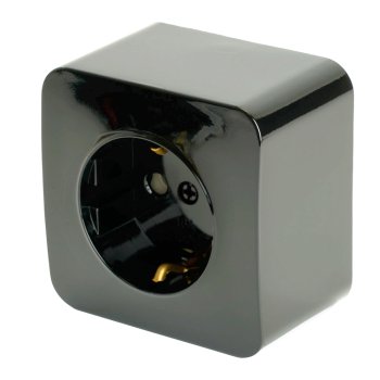 Розетка силовая накладная STEKKER София цвет черный, арт. 49314