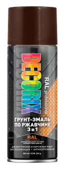 Грунт-эмаль аэрозольная Decorix по ржавчине шоколадно-коричневая RAL 8017 глянцевая 520 мл