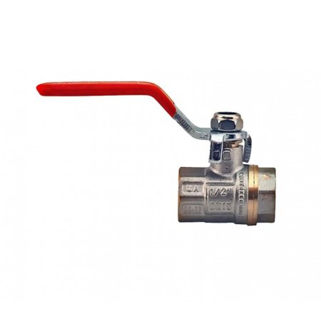 Кран шаровый ручка - рычаг RVC 1/2" красный вентиль ВН-ВН латунь