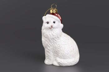 Елочное украшение Кошка 7,3х10,5см цвет серебро