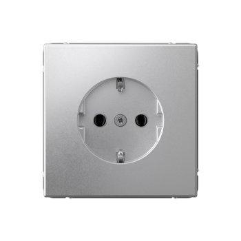 Розетка силовая силовая встраиваемая Systeme Electric ARTGALLERY с заземлением, цвет алюминий, арт. GAL000343s