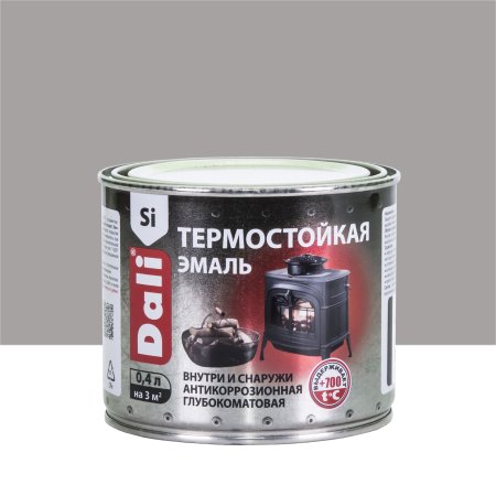 Эмаль Dali термостойкая серебро 0,4 л матовая