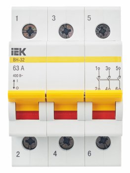 Выключатель нагрузки IEK KARAT 3P 63А арт.MNV10-3-063