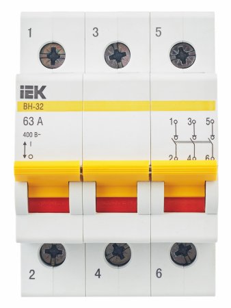 Выключатель нагрузки IEK KARAT 3P 63А арт.MNV10-3-063