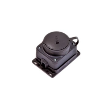 Розетка силовая настенная NE-AD 16А 250В 2К+З чёрная с крышкой IP44