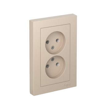 Розетка силовая двойная встраиваемая Schneider Electric AtlasDesign без заземления, цвет песочный, арт. ATN001220